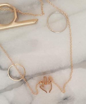 Gold Middle Finger Flip Off Pendant Necklace - Shop Bed Head Society
