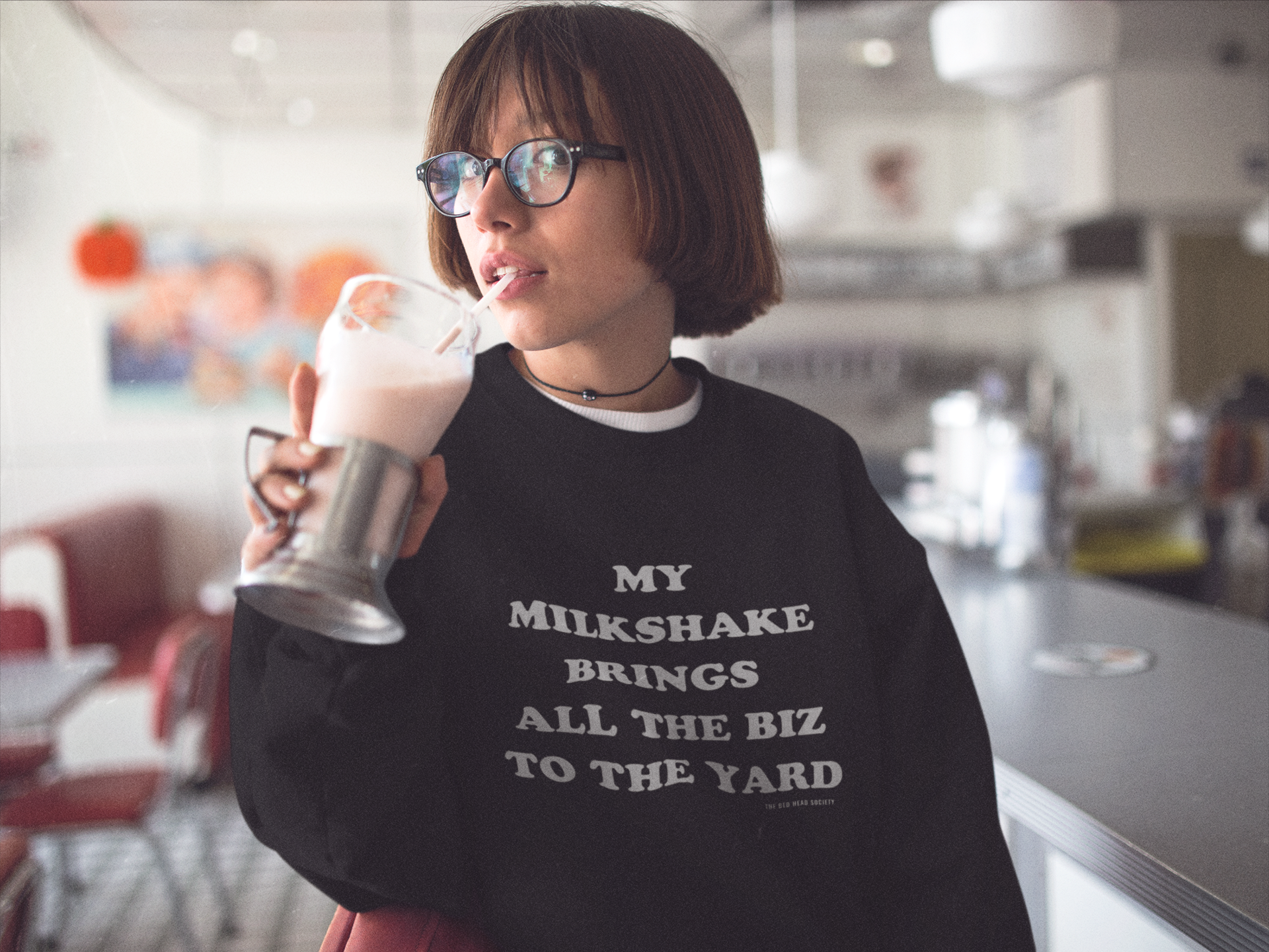 My Milkshake Brings All The Biz To The Yard Sweatshirt - Black with White Print - Shop Bed Head Society